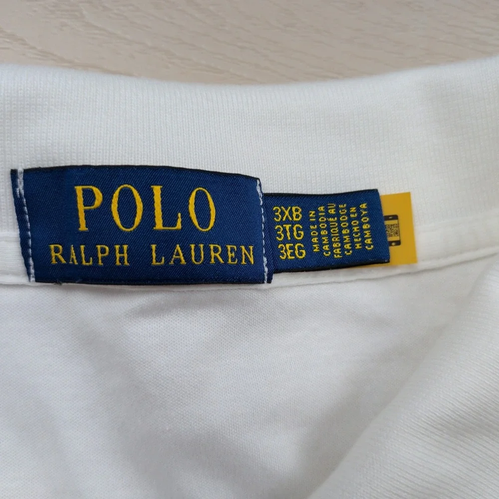 Polo Ralph Lauren Mens 3XB White Short Sleeve Cotton Polo Shirt Flesh Pony Logo